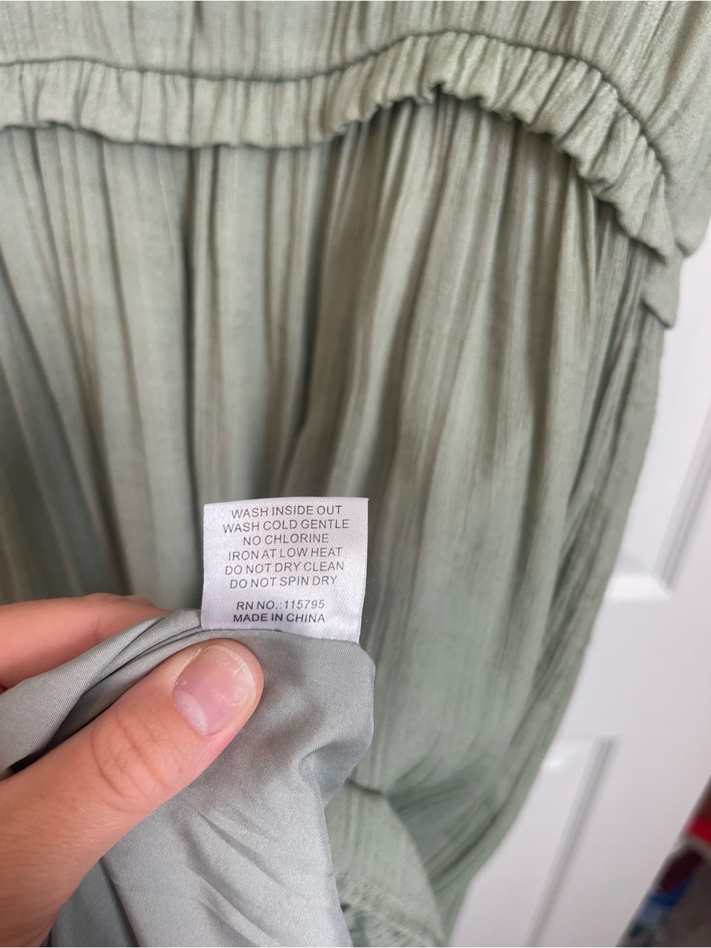 Mikarose Light Sage V-Neck Ruffle Dress - Picture 7 of 7